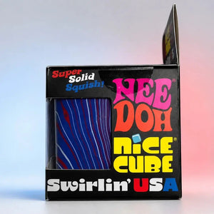 NeeDoh Nice Cube Swirlin’ USA Limited Edition Squishy Fidget Toy, Swirling Sensory Squeeze