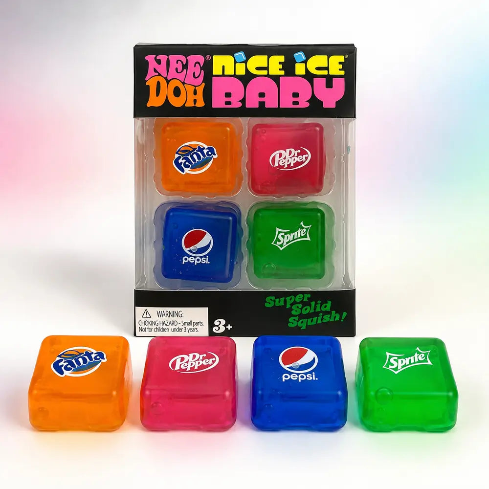 NeeDoh Nice Ice Baby 4-Pack Squishy Cubes, Super Solid Sensory Fidget Set