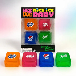 NeeDoh Nice Ice Baby 4-Pack Squishy Cubes, Super Solid Sensory Fidget Set