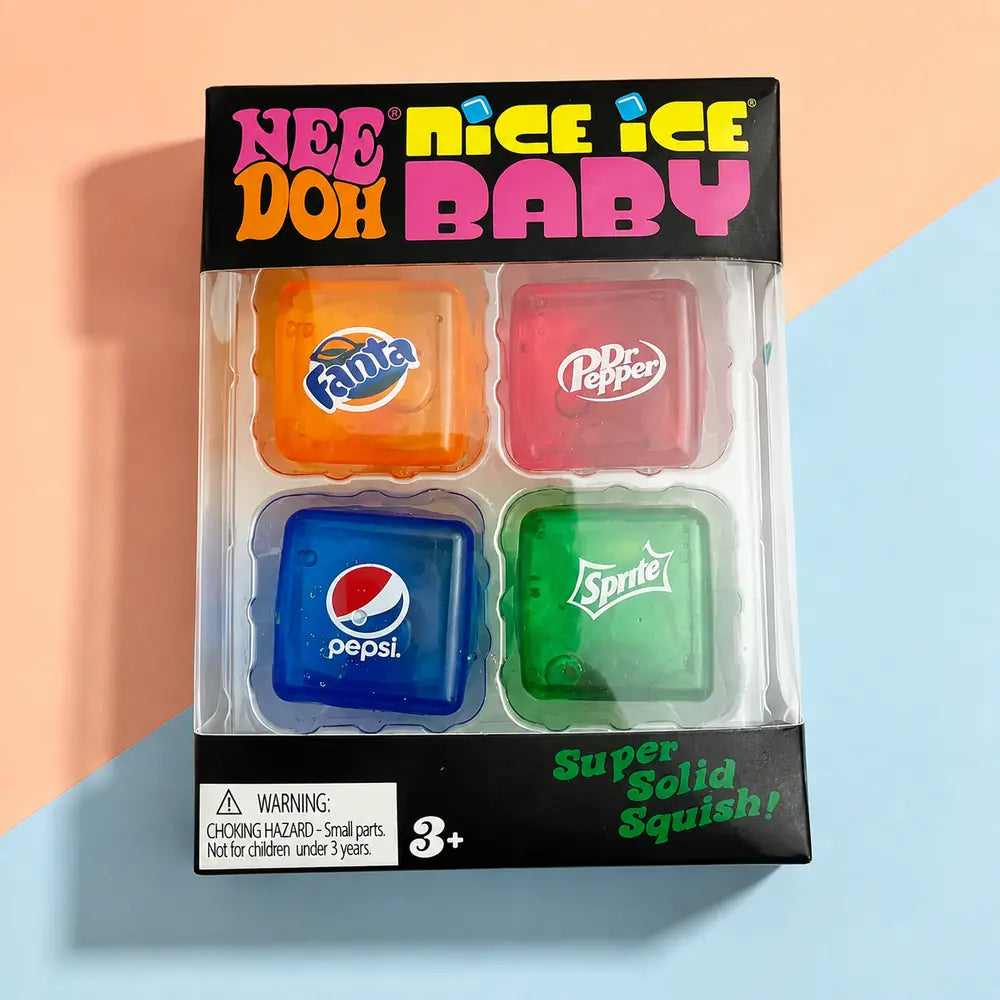 NeeDoh Nice Ice Baby 4-Pack Squishy Cubes, Super Solid Sensory Fidget Set