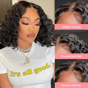 (Nemesis) Deep Wave Bob Human Hair HD Lace Front Wig 13x4 or 4x4, 230% Density, Brazilian Hair, 14–16 Inch