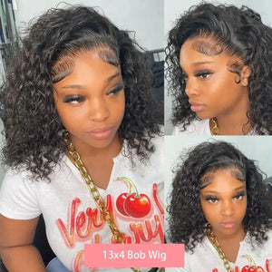 (Nemesis) Deep Wave Bob Human Hair HD Lace Front Wig 13x4 or 4x4, 230% Density, Brazilian Hair, 14–16 Inch