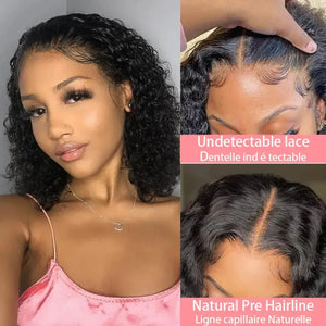 (Nemesis) Deep Wave Bob Human Hair HD Lace Front Wig 13x4 or 4x4, 230% Density, Brazilian Hair, 14–16 Inch