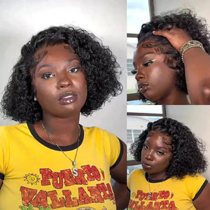 (Nemesis) Deep Wave Bob Human Hair HD Lace Front Wig 13x4 or 4x4, 230% Density, Brazilian Hair, 14–16 Inch