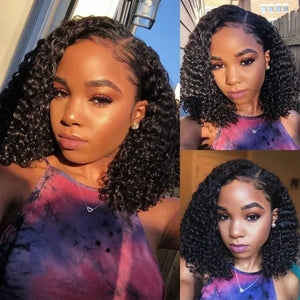 (Nemesis) Deep Wave Bob Human Hair HD Lace Front Wig 13x4 or 4x4, 230% Density, Brazilian Hair, 14–16 Inch