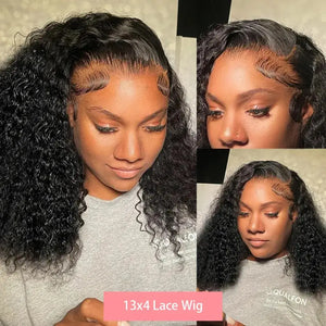 (Nemesis) Deep Wave Bob Human Hair HD Lace Front Wig 13x4 or 4x4, 230% Density, Brazilian Hair, 14–16 Inch
