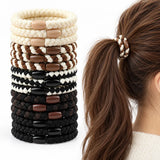 Neutral Braided Hair Ties Set, 5 Color Styles, Elastic Ponytail Holders for Women, Solid & Two-Tone Everyday Hair Accessories