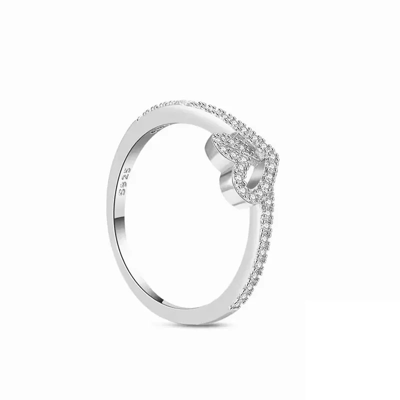 New 925 Sterling Silver Rings Stackable Infinite Silver shining Zircon Ring For Women Wedding Anniversary Birthday Jewelry Gift