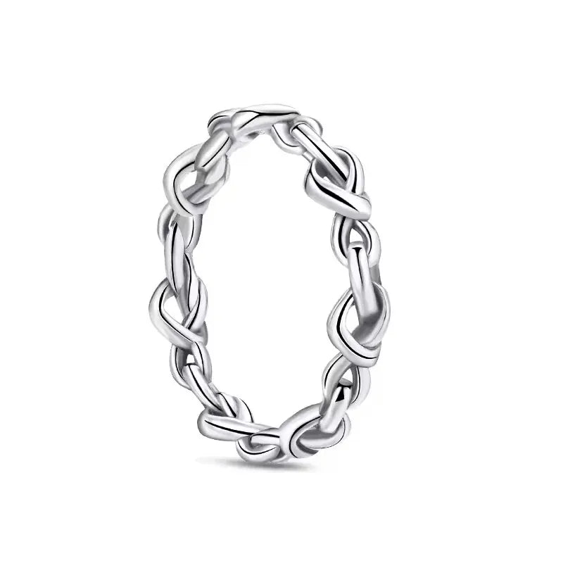 New 925 Sterling Silver Rings Stackable Infinite Silver shining Zircon Ring For Women Wedding Anniversary Birthday Jewelry Gift