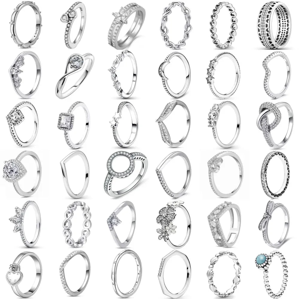 New 925 Sterling Silver Rings Stackable Infinite Silver shining Zircon Ring For Women Wedding Anniversary Birthday Jewelry Gift