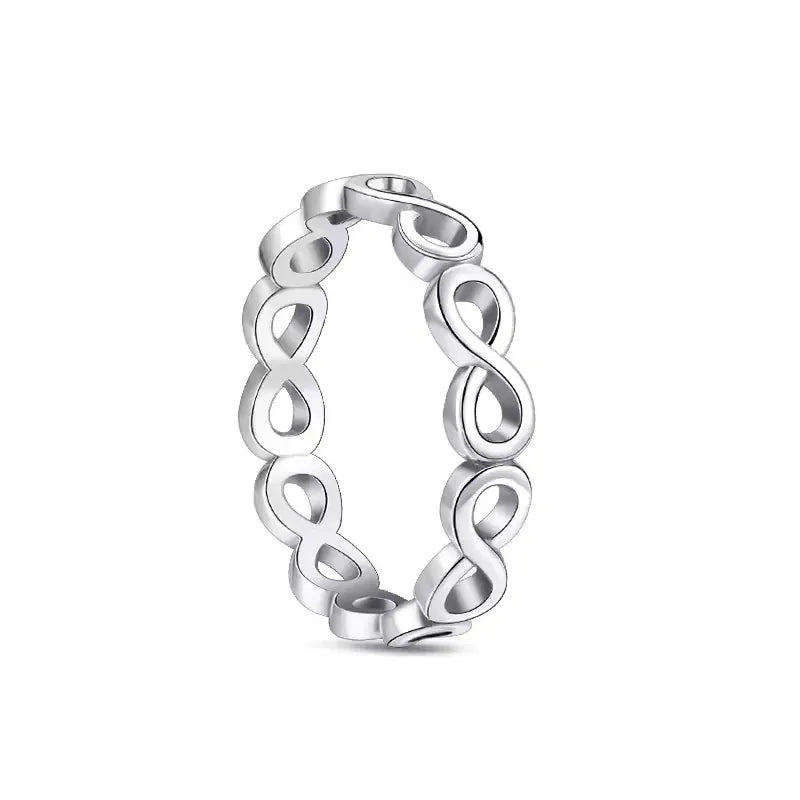 New 925 Sterling Silver Rings Stackable Infinite Silver shining Zircon Ring For Women Wedding Anniversary Birthday Jewelry Gift