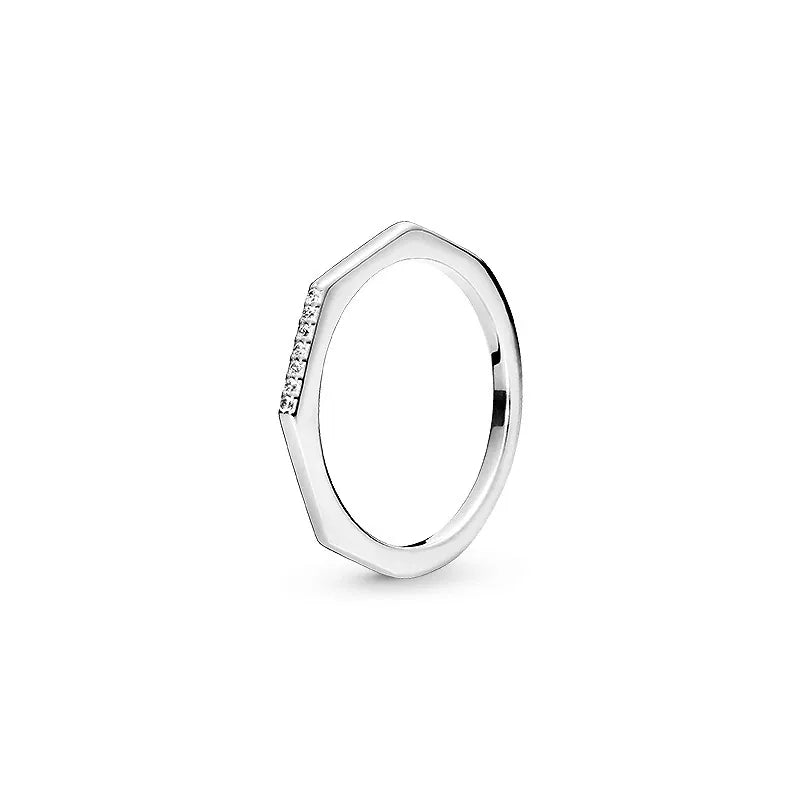 New 925 Sterling Silver Rings Stackable Infinite Silver shining Zircon Ring For Women Wedding Anniversary Birthday Jewelry Gift