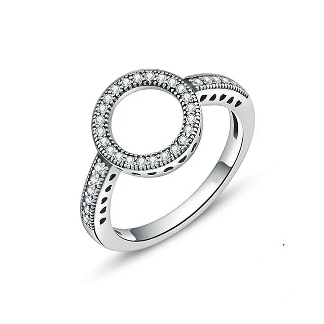 New 925 Sterling Silver Rings Stackable Infinite Silver shining Zircon Ring For Women Wedding Anniversary Birthday Jewelry Gift