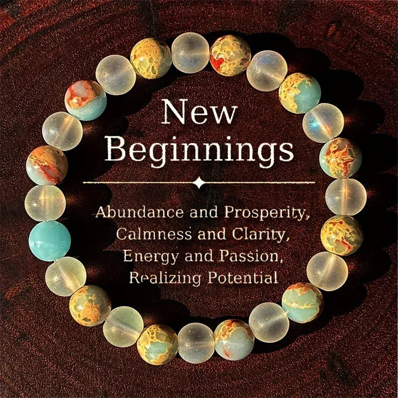 New Beginnings Bracelet with Amazonite, Ocean Jasper & Opalite for Calm, Joy, Clear Communication & Emotional Balance