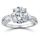 Newshe Engagement Rings for Women Moissanite GRA Certified Oval Princess Cut Solid 925 Sterling Silver Wedding Ring Fine Jewelry