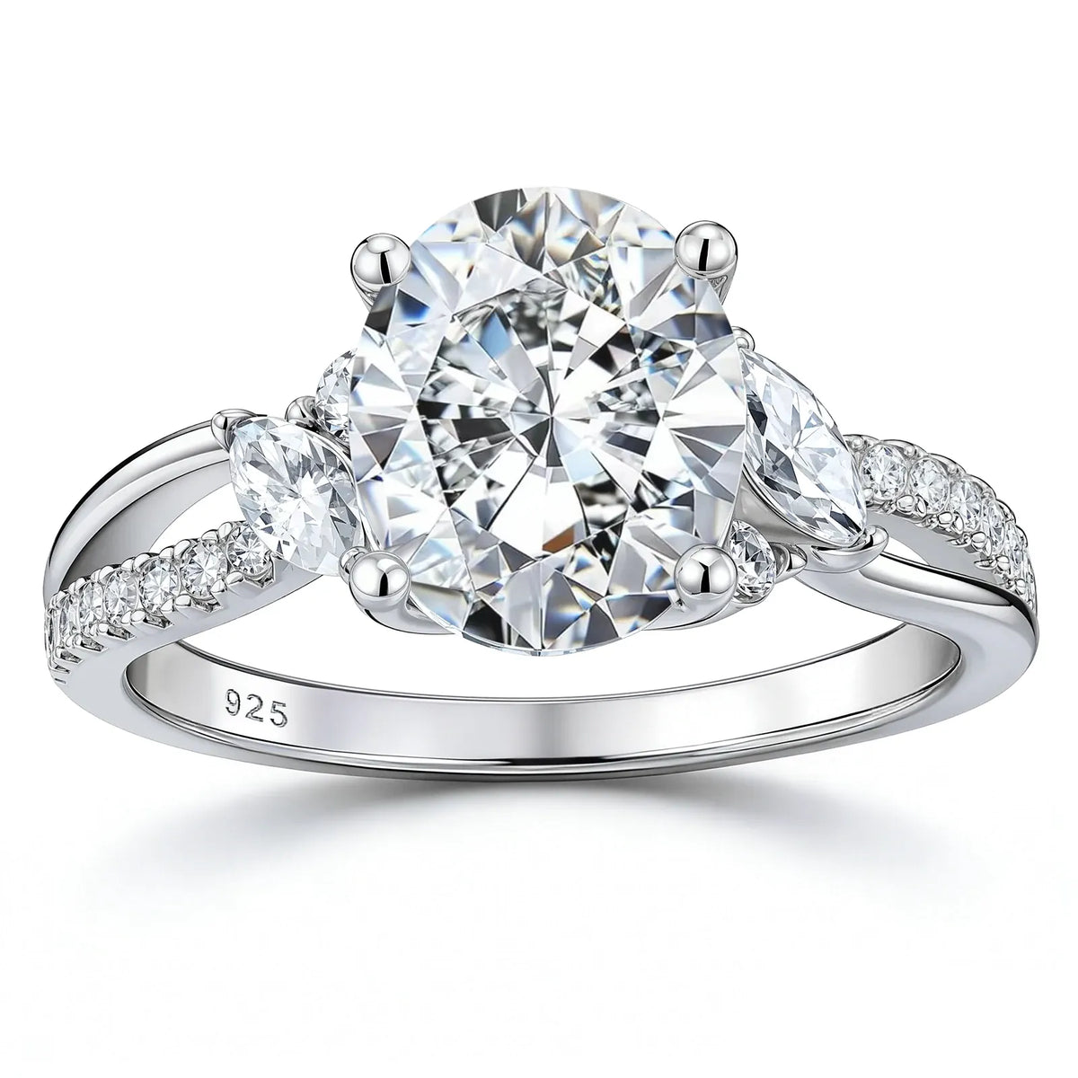 Newshe Engagement Rings for Women Moissanite GRA Certified Oval Princess Cut Solid 925 Sterling Silver Wedding Ring Fine Jewelry