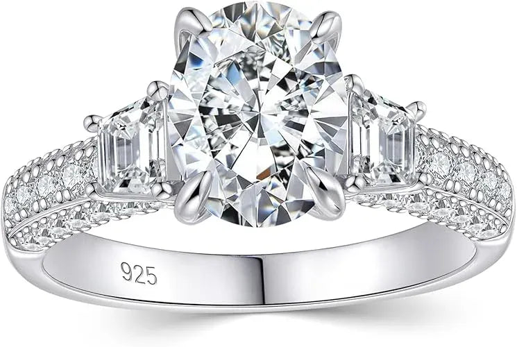 Newshe Engagement Rings for Women Moissanite GRA Certified Oval Princess Cut Solid 925 Sterling Silver Wedding Ring Fine Jewelry