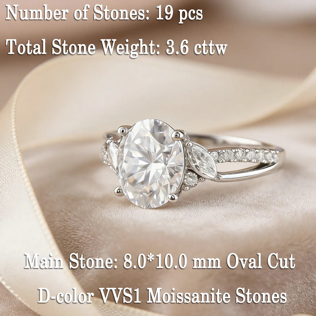 Newshe Engagement Rings for Women Moissanite GRA Certified Oval Princess Cut Solid 925 Sterling Silver Wedding Ring Fine Jewelry