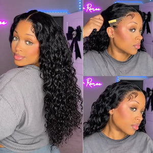 (Nike) Water Wave Human Hair HD Lace Front Wig 7x5 or 13x4, Glueless Drawstring, 180% Density