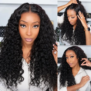 (Nike) Water Wave Human Hair HD Lace Front Wig 7x5 or 13x4, Glueless Drawstring, 180% Density