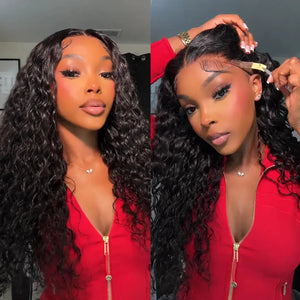 (Nike) Water Wave Human Hair HD Lace Front Wig 7x5 or 13x4, Glueless Drawstring, 180% Density