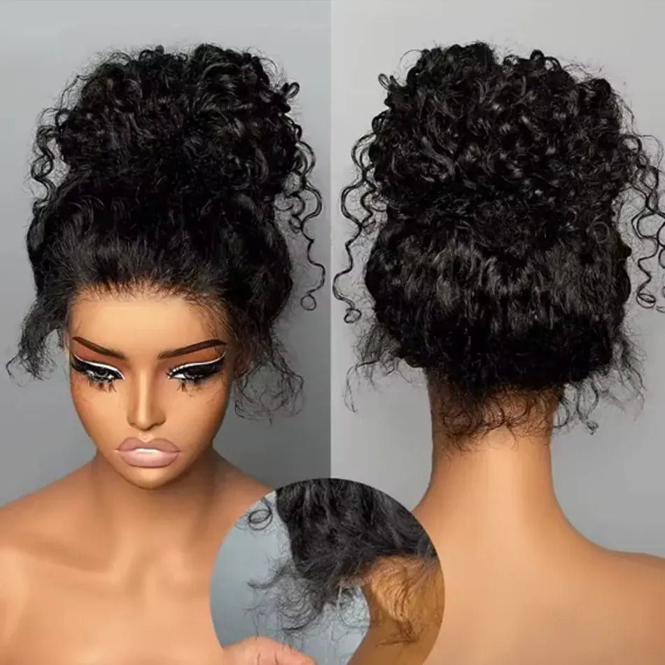 No Glue Upgrade Invisi Strap 360 Full HD Lace Frontal Water Wave Wig Black Human Hair 13X6 Drawstring Deep Water Wigs Glueless
