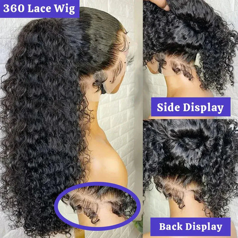 No Glue Upgrade Invisi Strap 360 Full HD Lace Frontal Water Wave Wig Black Human Hair 13X6 Drawstring Deep Water Wigs Glueless