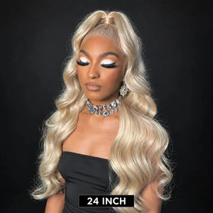 (Nyx) 613 Blonde Human Hair HD Lace Front Wig 13x4 or 13x6, Straight or Body Wave