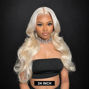 (Nyx) 613 Blonde Human Hair HD Lace Front Wig 13x4 or 13x6, Straight or Body Wave