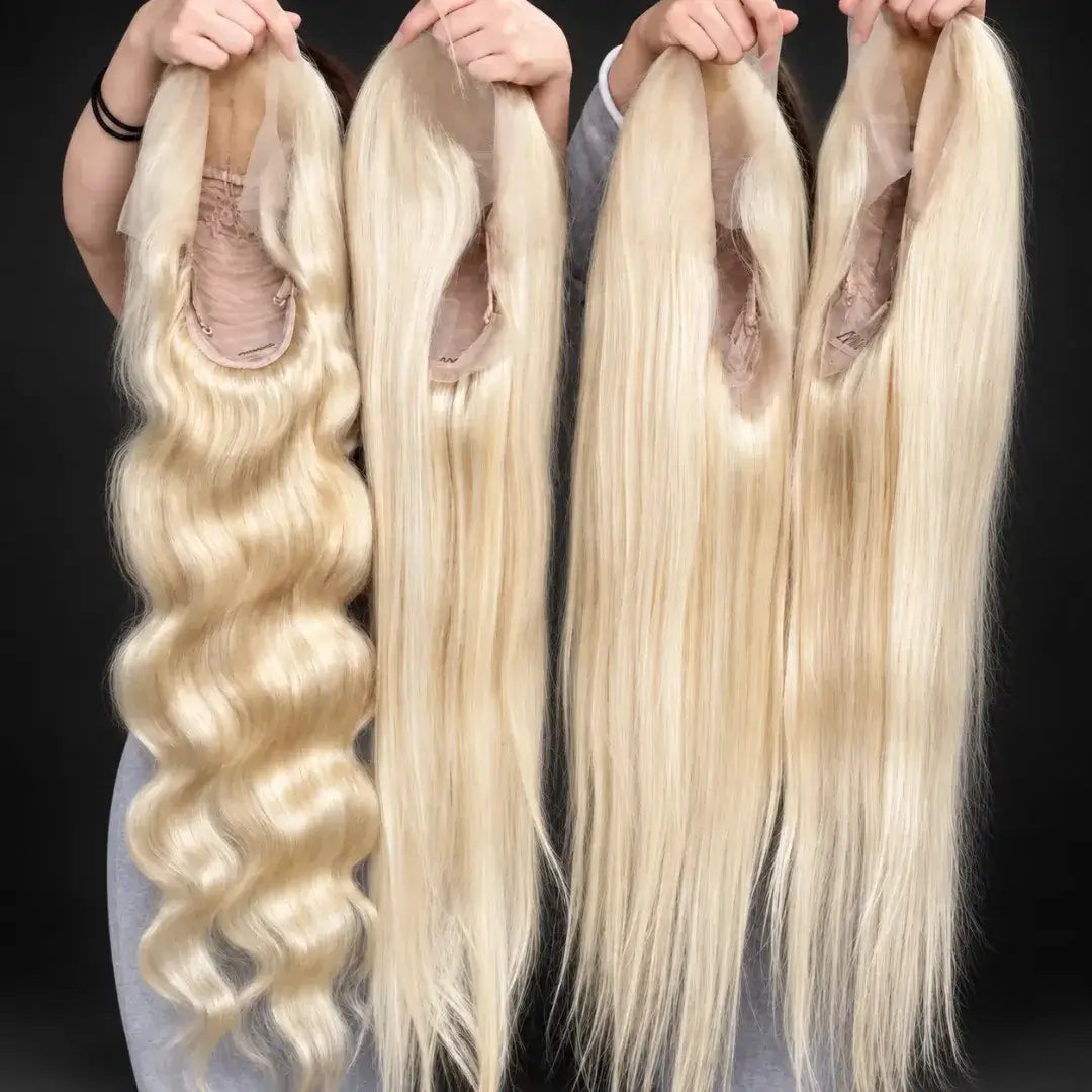 Blonde Brazilian Remy human hair lace front wig with HD lace, 13x4 or 13x6, straight or body wave style