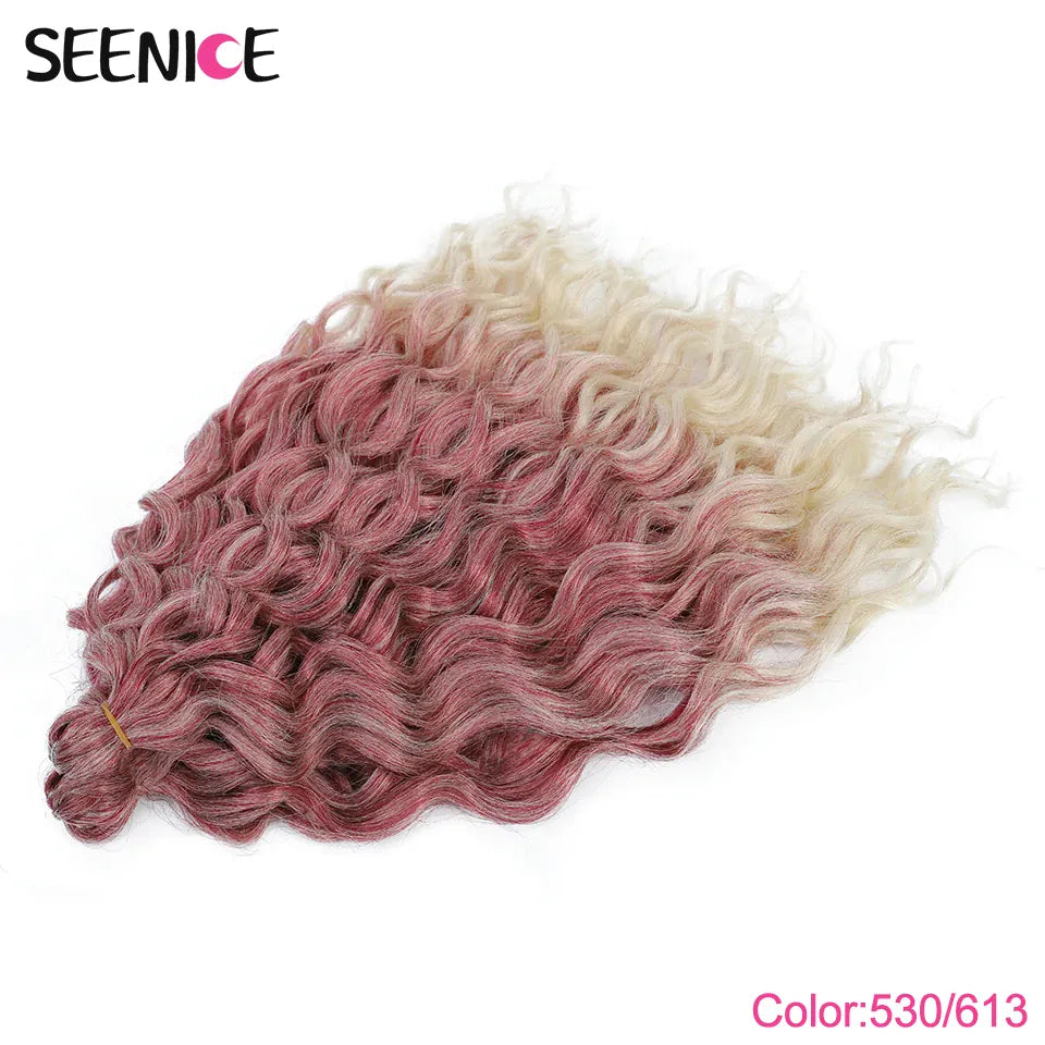 Ocean Wave Braiding Hair Extensions Crochet Braids Synthetic Hair Afro Curl Hawaii Ombre Curly Blonde Water Wave Braid For Women
