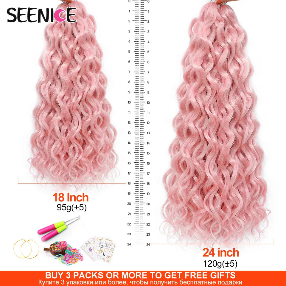 Ocean Wave Braiding Hair Extensions Crochet Braids Synthetic Hair Afro Curl Hawaii Ombre Curly Blonde Water Wave Braid For Women