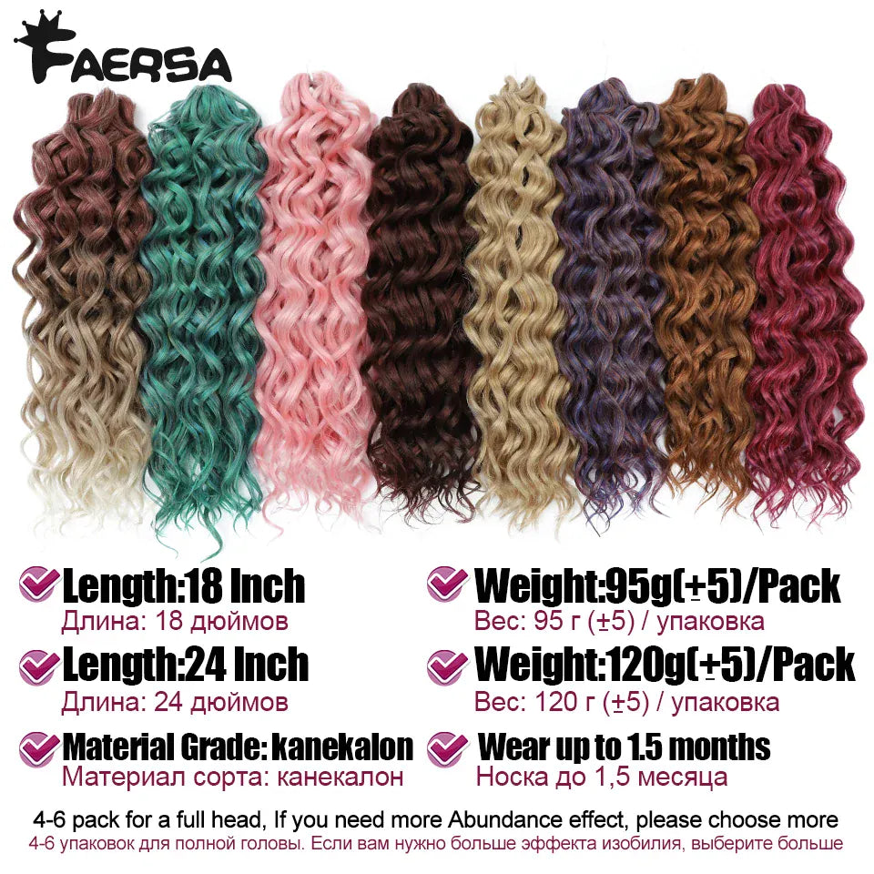 Ocean Wave Braiding Synthetic Hair Extensions Crochet Braids Hair Hawaii Afro Curl Ombre Curly Blonde Water Wave Braid For Women