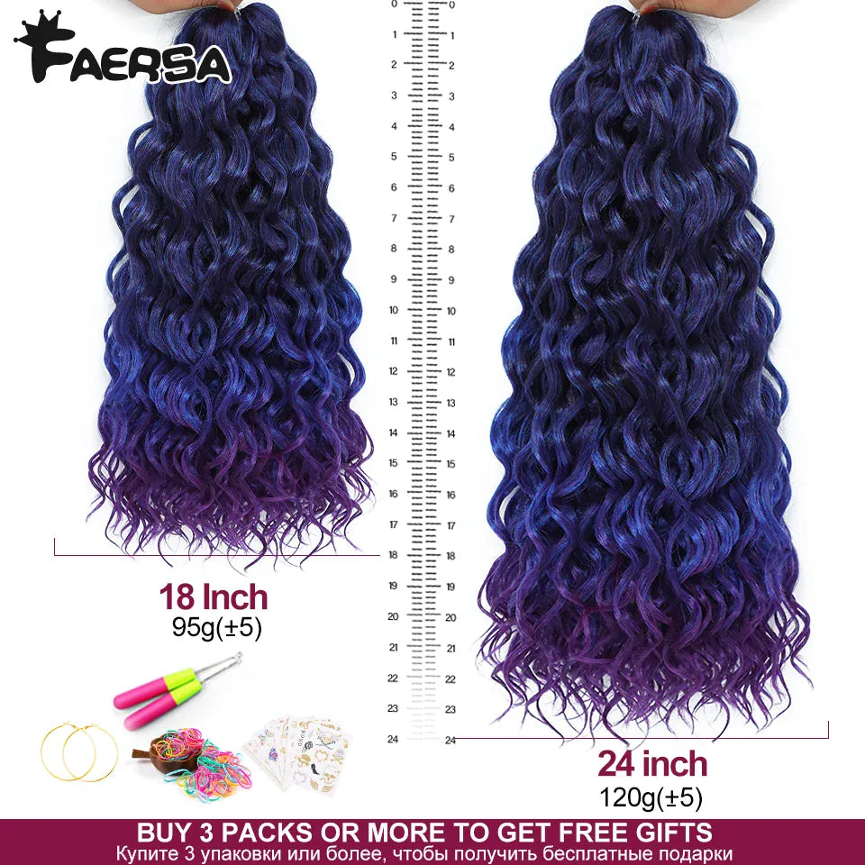 Ocean Wave Braiding Synthetic Hair Extensions Crochet Braids Hair Hawaii Afro Curl Ombre Curly Blonde Water Wave Braid For Women