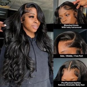 (Olivia) Body Wave Human Hair HD Lace Front Wig 13x6, 13x4 or 360 Lace, 200-250% Density, 18-44 Inches