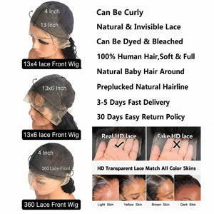 (Olivia) Body Wave Human Hair HD Lace Front Wig 13x6, 13x4 or 360 Lace, 200-250% Density, 18-44 Inches