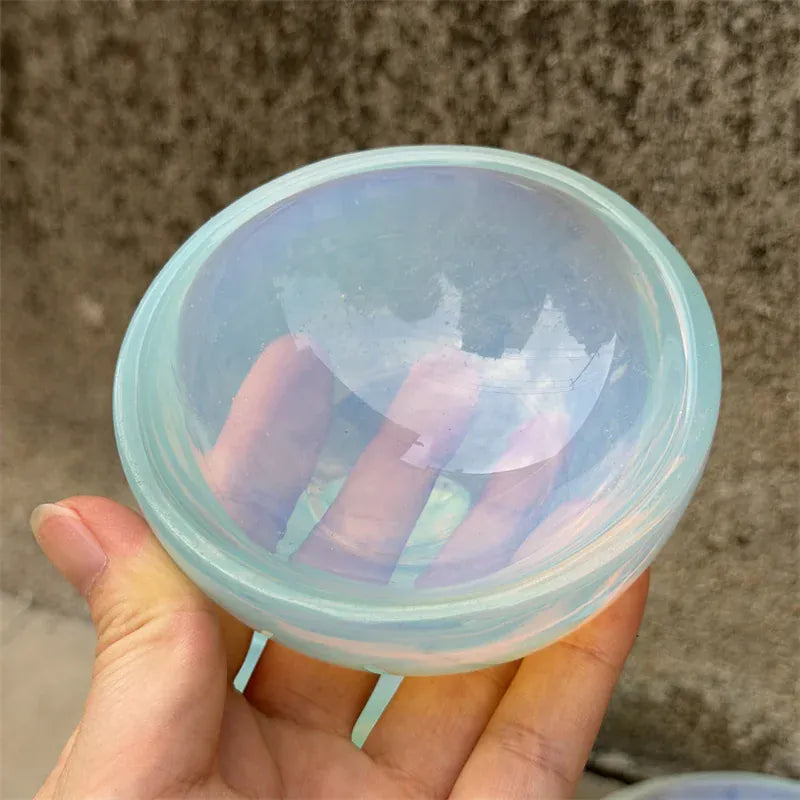 Opalite Stone Bowl Smooth Polished Hand Carved Stone Bowl Crystals Stone Plate Vinegar Seasoning Snack Kitc