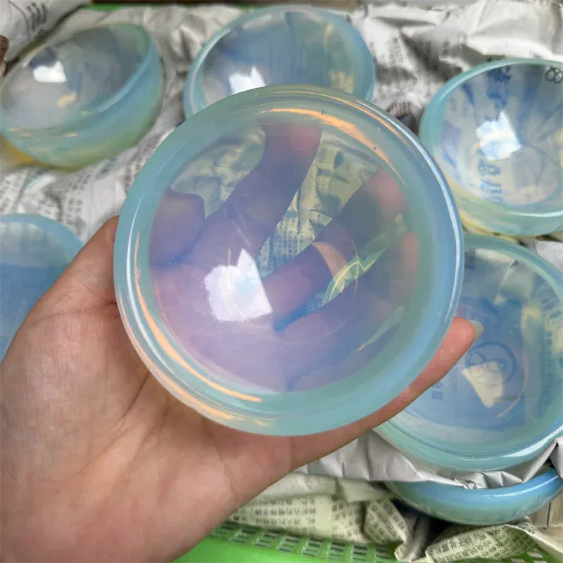 Opalite Stone Bowl Smooth Polished Hand Carved Stone Bowl Crystals Stone Plate Vinegar Seasoning Snack Kitc