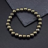 Original Energy Pyrite Beaded Bracelets Men Women Natural Hematite Stone Pyrite Ore Strand Bangle Slimming Health Care Jewelry