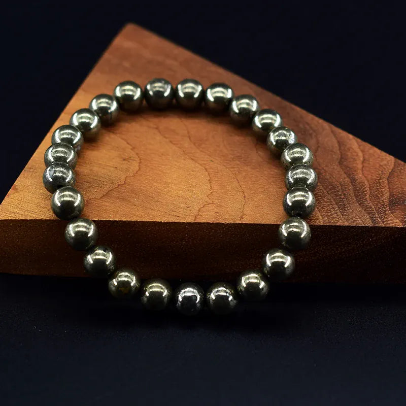Original Energy Pyrite Beaded Bracelets Men Women Natural Hematite Stone Pyrite Ore Strand Bangle Slimming Health Care Jewelry