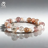 ORSA JEWELS Retro Healing Natural Quartz Crystal Stone Bracelet for Women Elastic Rope Gemstone Beads Bracelet Jewelry GMB97