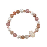 ORSA JEWELS Retro Healing Natural Quartz Crystal Stone Bracelet for Women Elastic Rope Gemstone Beads Bracelet Jewelry GMB97