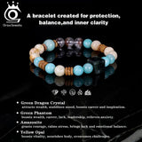 ORSA JEWELS S925 Colorful Natural Stone Beads Stretch Bracelet Healing Elastic Rope Turquoise Crystal Stone Bracelet GMB87