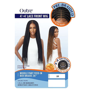 Outre Braided Lace Front Wig - Middle Part Feed-In Box Braids 36"