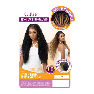 Outre Braided Lace Front Wig - Stitch Braid Ripple Wave 30"