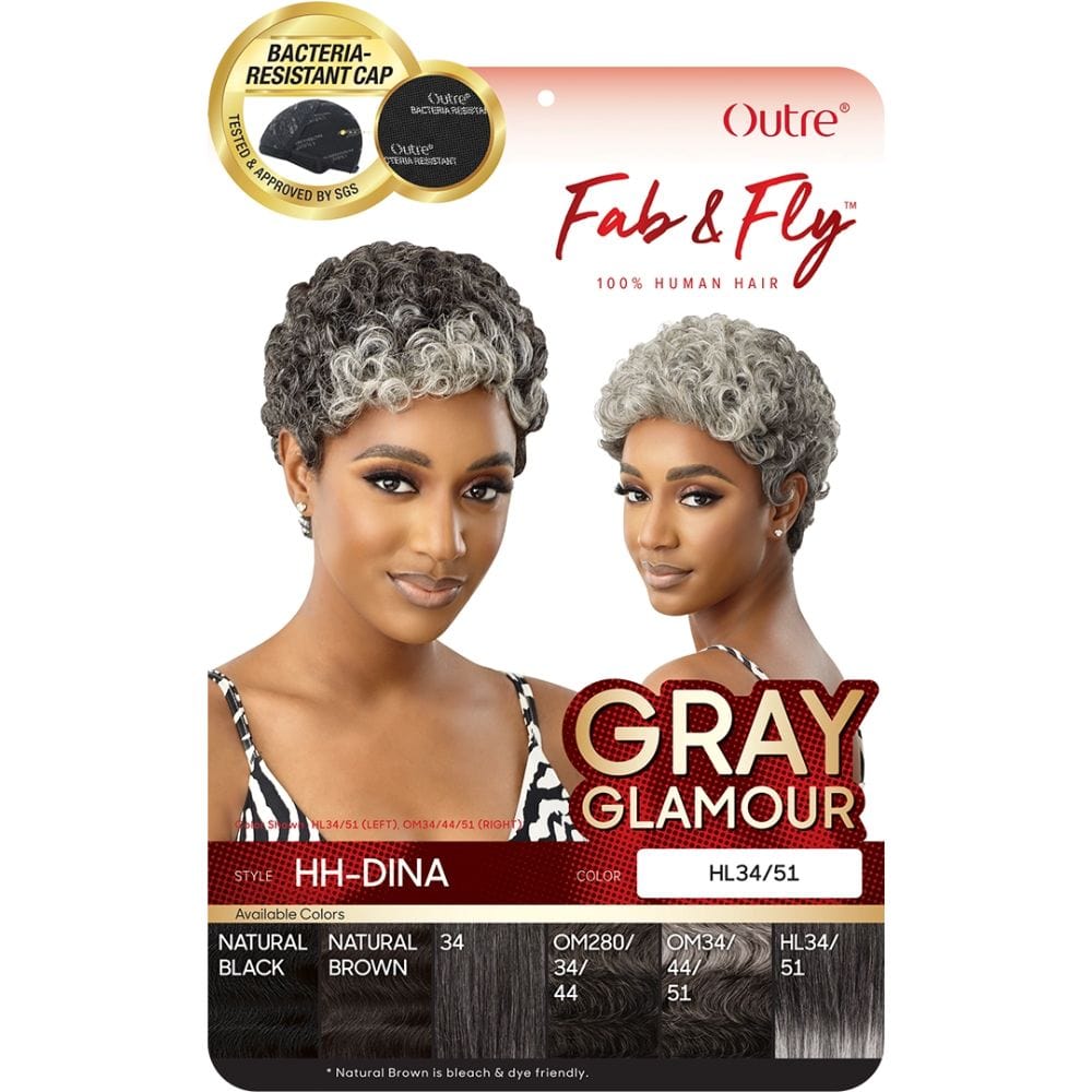 Outre Fab & Fly 100% Human Hair Gray Glamour Wig - Dina