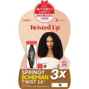 Outre X-Pression Twisted Up Crochet Hair - 3x Springy Bohemian Twist 16"