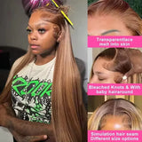 P4/27 Highlight Bone Straight Vietnamese Hair 13x6 HD Lace Frontal Wig Honey Blonde Straight Baby Hair Human Hair Wigs For Women
