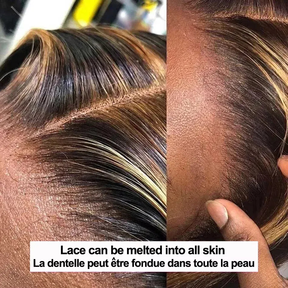 P4/27 Highlight Bone Straight Vietnamese Hair 13x6 HD Lace Frontal Wig Honey Blonde Straight Baby Hair Human Hair Wigs For Women