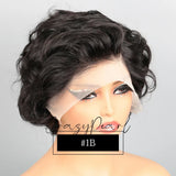 P4/27 Highlight Pixie Cut Wigs Human Hair Short Curly Brown Blonde Gradient Lace Front Pre Plucked Bleached Knots Natural Look